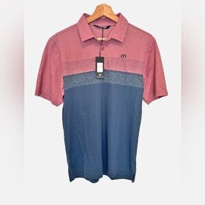 Men's Travis Mathew Small Two-Tone Polo Shirt - Red and Blue